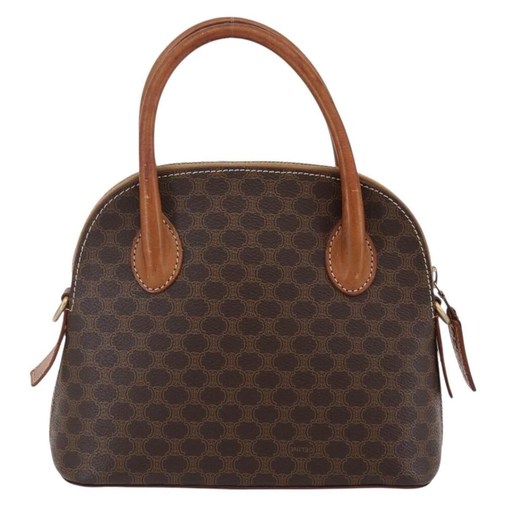 CELINE Macadam Canvas Hand Bag PVC Leather Brown Auth ki6076 - Picture 2 of 16